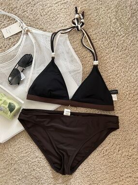 La Blanca by Rod Beattie Black & Brown Triangle Bikini Top and Briefs